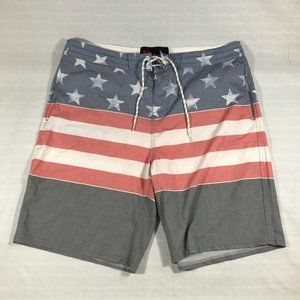 Stoic USA American Flag Graphic Board Shorts Mens 34" Fishing Surf Swim